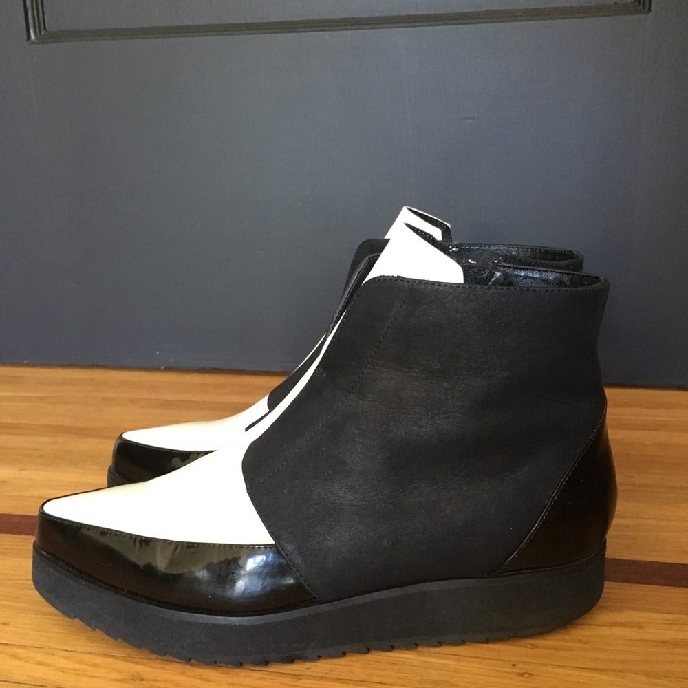 Aska Bryant Black and White Creeper Boots